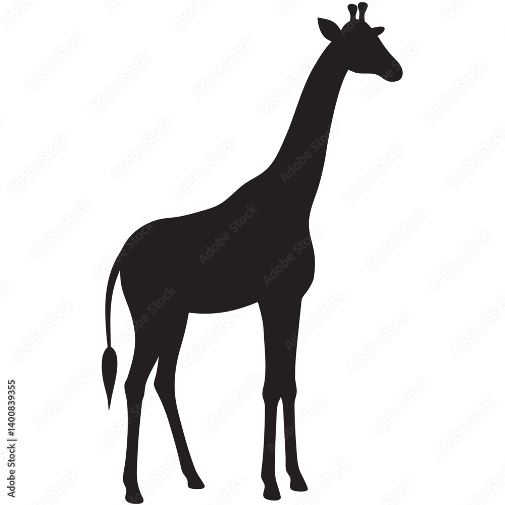 Vector flat hand drawn giraffe silhouette stock illustration Vector flat hand drawn giraffe silhouette stock illustration