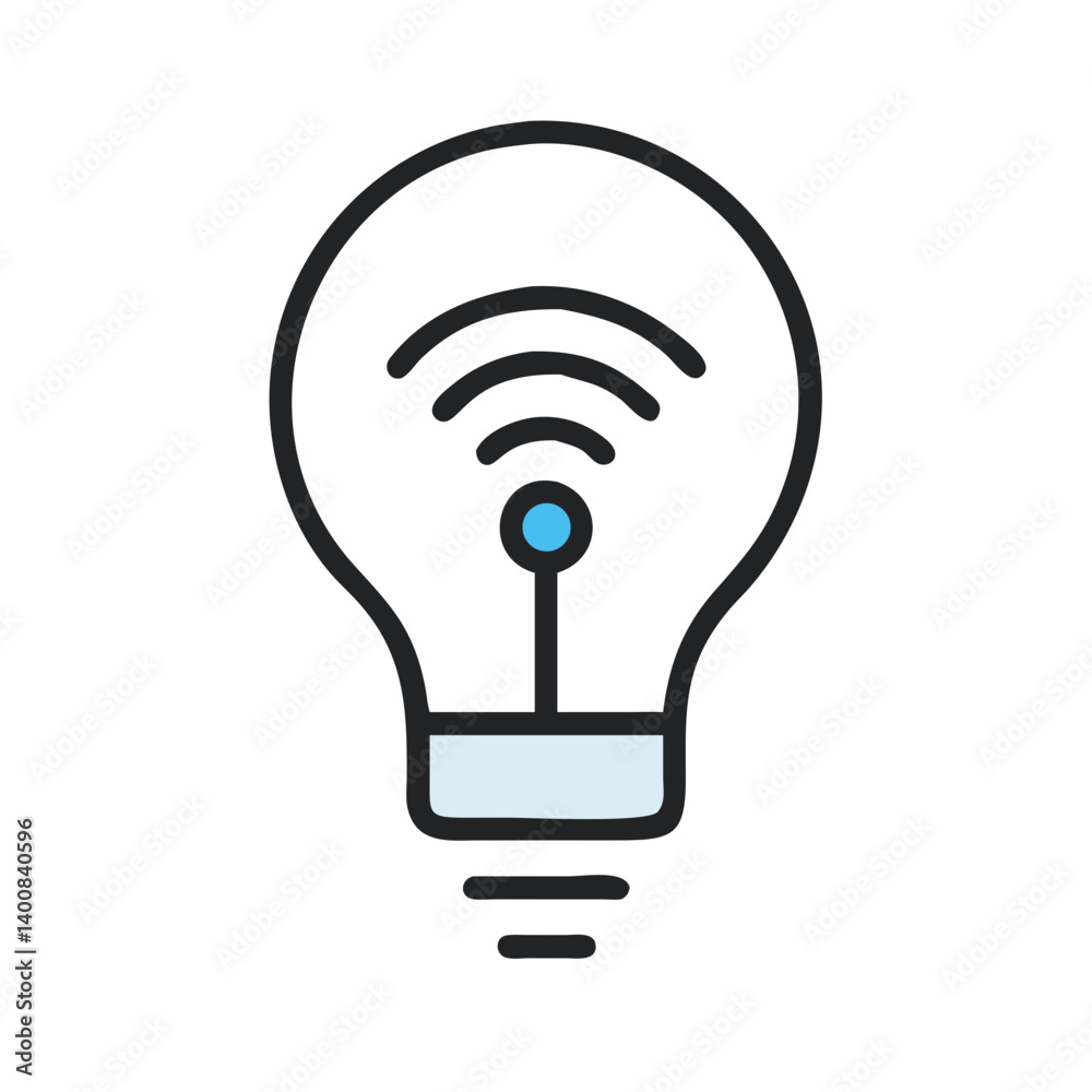 Light Bulb with Wireless Signal Icon Design Light Bulb with Wireless Signal Icon Design