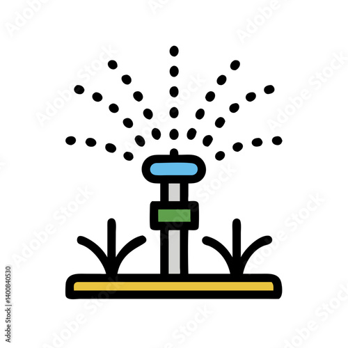 Lawn Sprinkler with Water Spray Icon Design photo