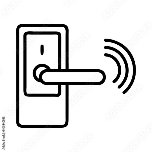 Smart Door Lock with Signal Emission Icon Design