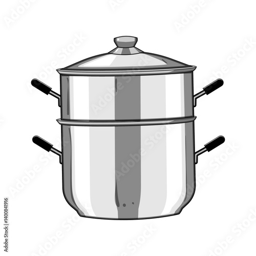 stainless steamer pot cartoon vector illustration