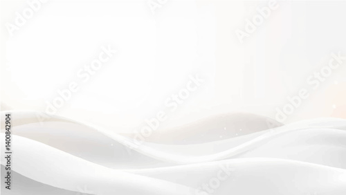 A vector illustration depicting a smooth, flowing wave in shades of white and very light blue against a light beige or off-white background. The wave should appear translucent or slightly luminous, cr