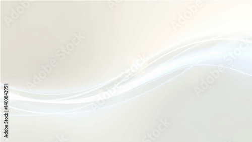 A vector illustration depicting a smooth, flowing wave in shades of white and very light blue against a light beige or off-white background. The wave should appear translucent or slightly luminous, cr