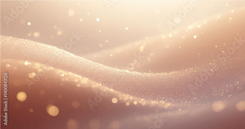 RGB smooth, light-colored flowing waves or curves on a soft gradient background. Add small glowing light particles or bokeh effects scattered across the image Use a light white and black color palettn