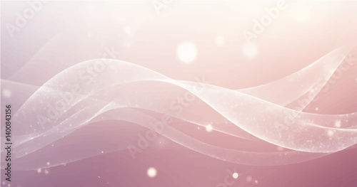RGB smooth, light-colored flowing waves or curves on a soft gradient background. Add small glowing light particles or bokeh effects scattered across the image Use a light white and black color palettn
