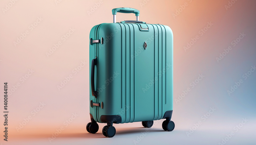 Elegant minimalist suitcase against gradient background Elegant minimalist suitcase against gradient background