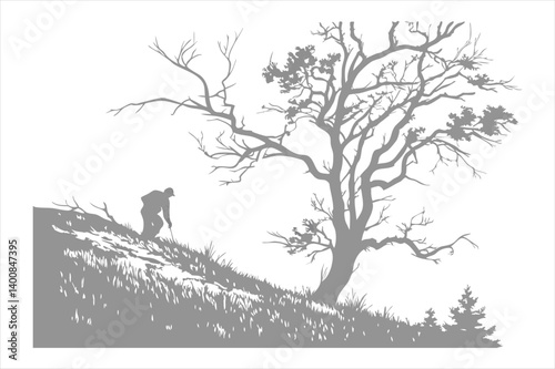 White Grungy Hill Texture Background.