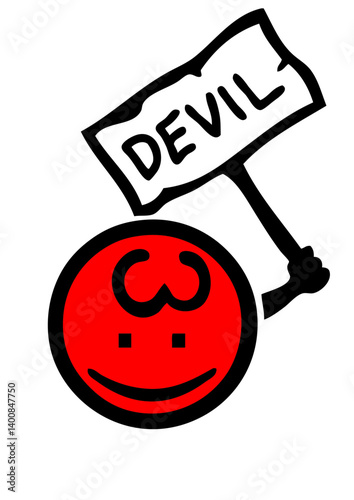 devil diable smiley pancarte symbole caractere