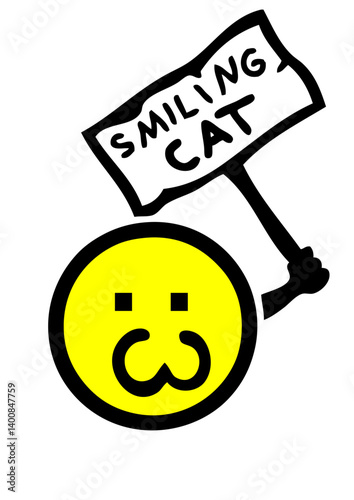 cat sourire chat smiley pancarte symbole caractere
