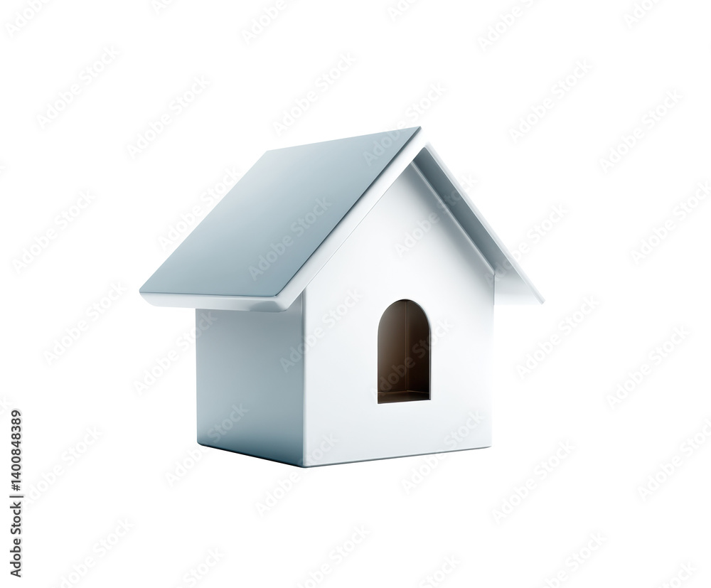 Minimalist design of a white house model for modern decor and crafts on a transparent background, cut out Minimalist design of a white house model for modern decor and crafts on a transparent background, cut out