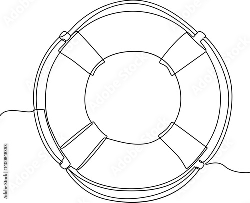 Round lifebuoy one line art vector