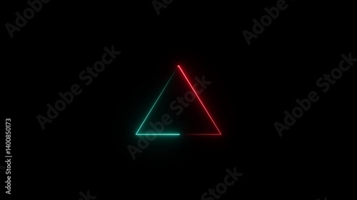 Simple neon triangle animation Triangle animation by cyan neon on black background. Neon Light Triangle Frame Illustration. Neon triangle frame. 