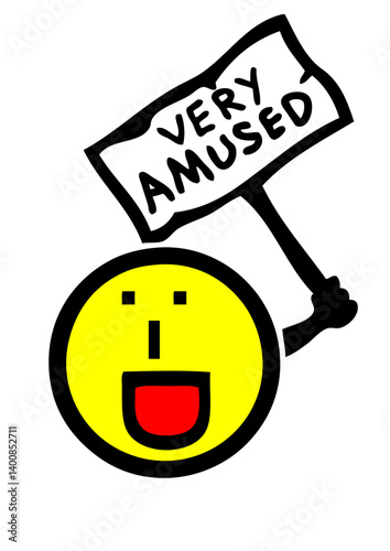very amused tres heureux smiley pancarte