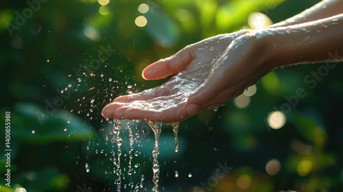 Pure Nature: Hands Cupping Crystal Clear Water
