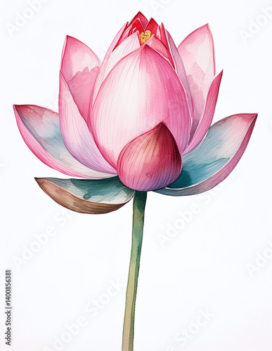 Pink lotus watercolor painting that purifies the mind
