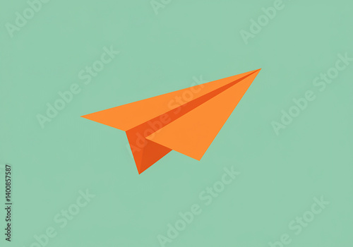 Wallpaper Mural Orange Paper Airplane Pixel Art on Green Background Torontodigital.ca