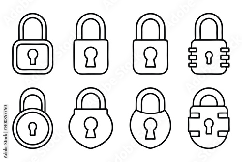 set of lock line art 