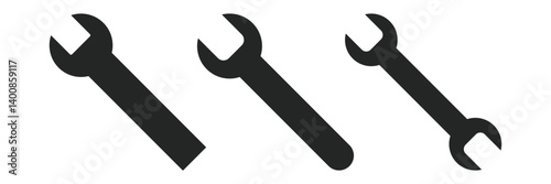 Combination wrench and spanner open box icon vector silhouette for apps or websites. Eps 10.