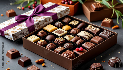 Indulgent gourmet assorted chocolates in elegant packaging