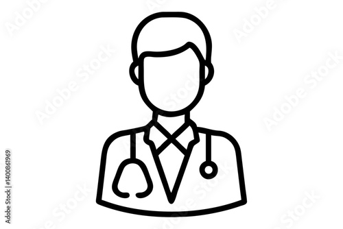 Minimalist Line Art Doctor Icon – Medical Professional Outline Symbol