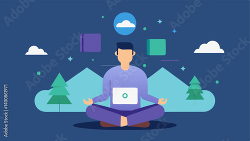 Therapy Visualization A calming virtual environment with visuals representing relaxation techniques such as serene landscapes or meditation images to promote mental health.