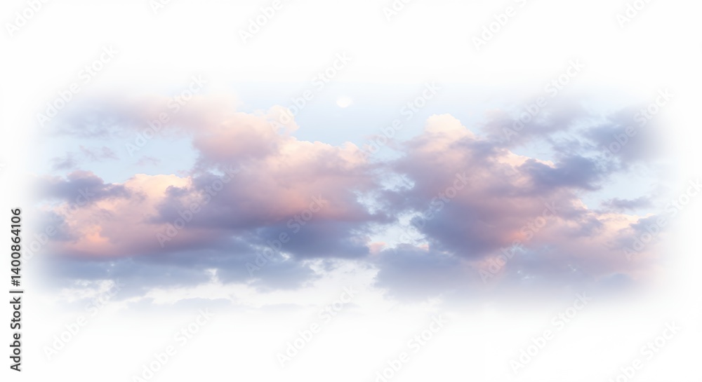 Obraz premium Serene pastel sky with soft clouds in gentle transitioning hues of pink and blue