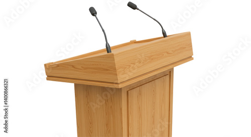 Tablou pe pânză Isolated Wood Podium for Speech on White