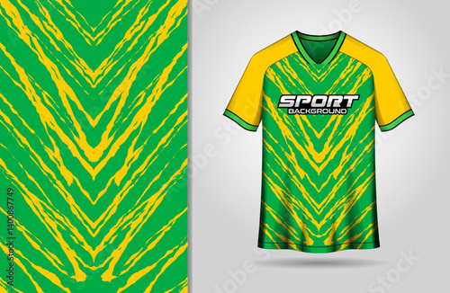 Abstract grunge green and yellow sport jersey design