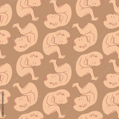 pattern, texture, pregnancy and childbirth. Baby silhouette, medical and maternal theme, clean and minimal design, vector
