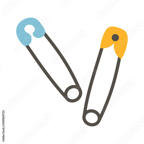 Safety pins for sewing. Vector illustration