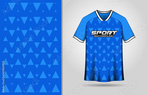 Sport jersey design with blue pattern background