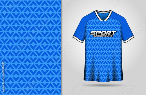 Sport jersey design with blue pattern background