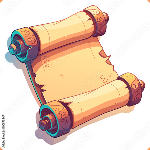 Flat vector illustration of ancient scroll on the white background. Vector EPS 10