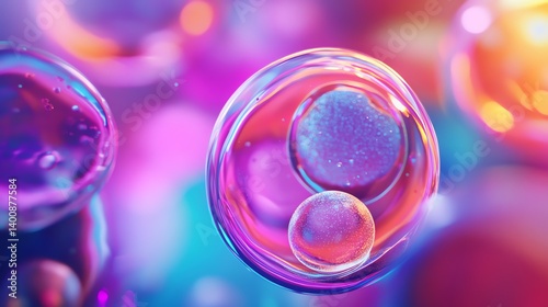 Wallpaper Mural Exploring Cell Structure Colorful Microscopic View with Glowing Spheres Torontodigital.ca