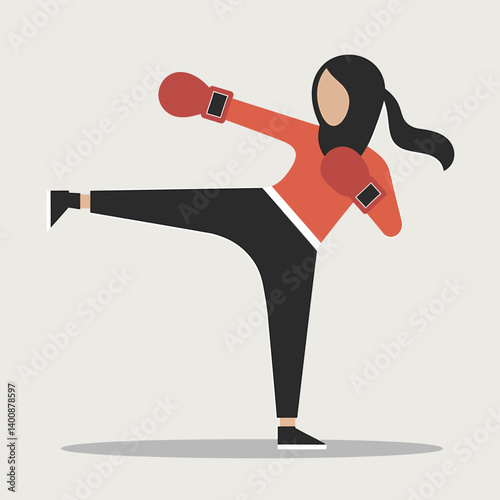 Strong Woman Kickboxing: Fitness Training, Female Power, Active Lifestyle