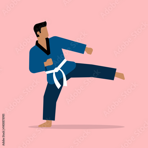 Man performing karate kick, martial arts, self-defense demonstration