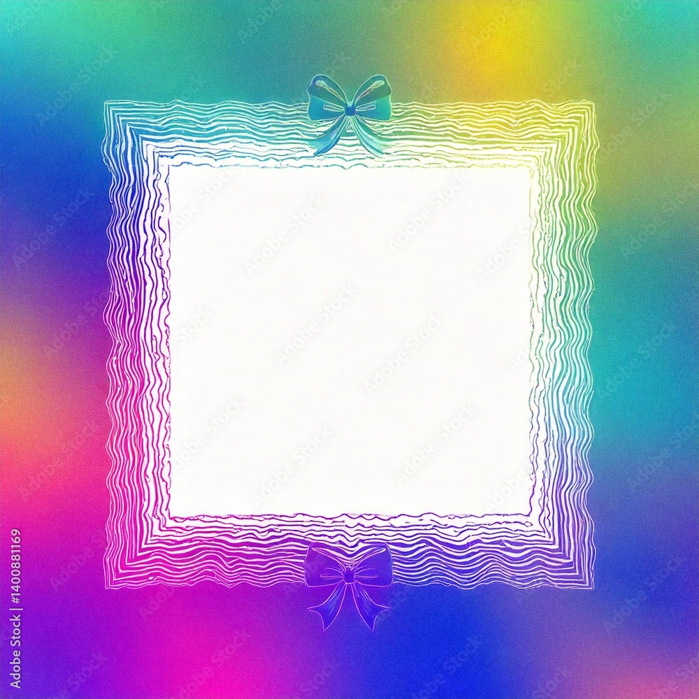 Kolorowa, neonowa ramka z kokardami