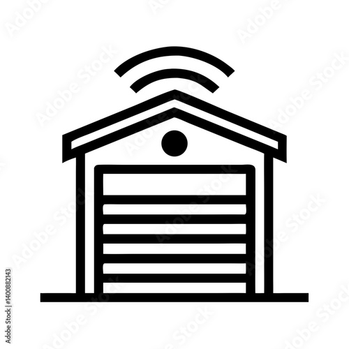 Automated Garage Door with Wi-Fi Signal Icon Design photo