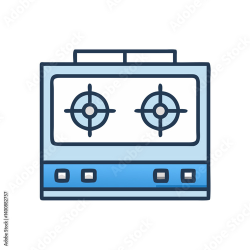 Gas Stove with Automatic Exhaust Fan Icon Design