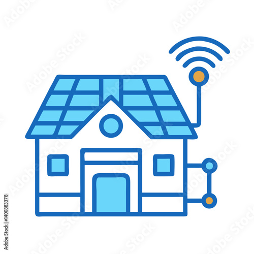 Smart Home with Centralized Grid Control Icon Design