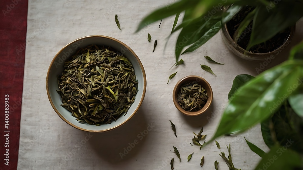 Fototapeta premium green tea leaves