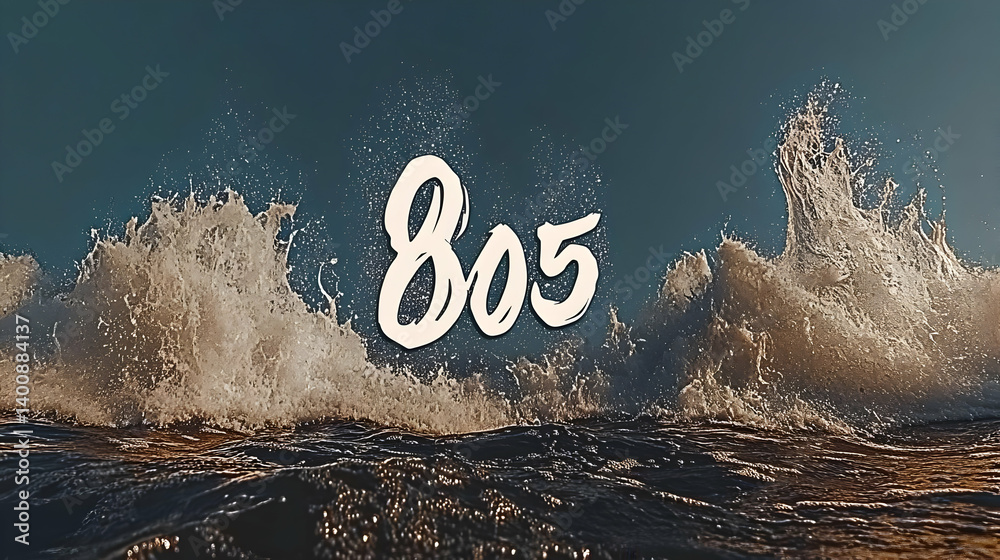 Splashing Ocean Waves with White Foam and Dark Water Under a Cloudy Sky With a Faded Look
