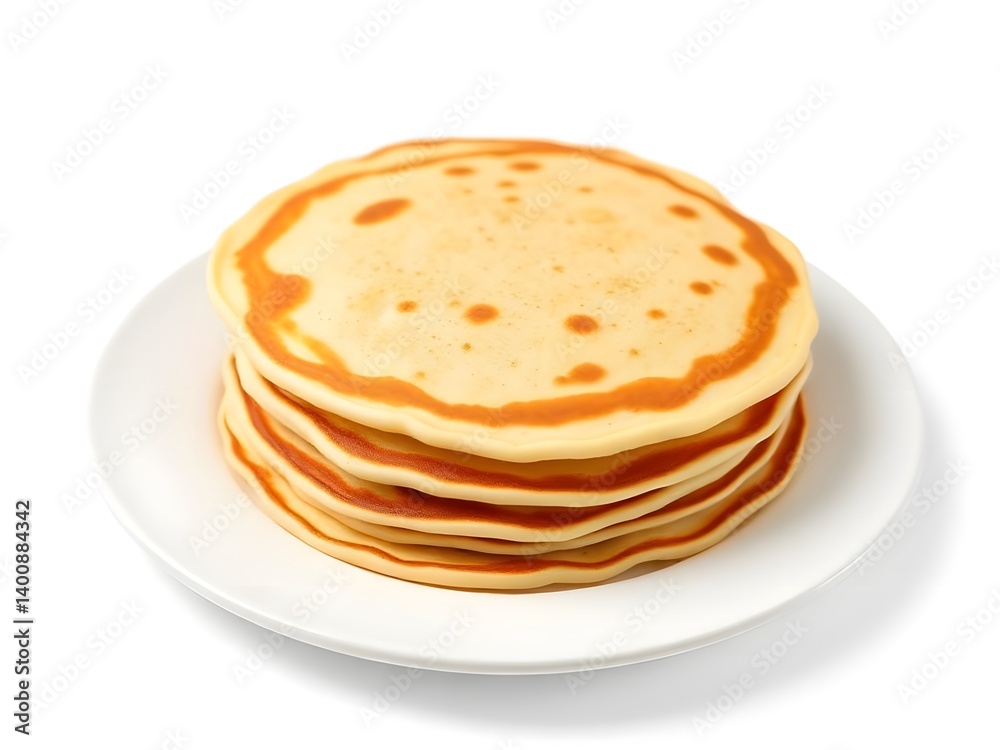 Stack of Plain Golden Pancakes Isolated on White Background – Minimalist Breakfast Food Concept for Packaging, Design, and Advertising Stack of Plain Golden Pancakes Isolated on White Background – Minimalist Breakfast Food Concept for Packaging, Design, and Advertising