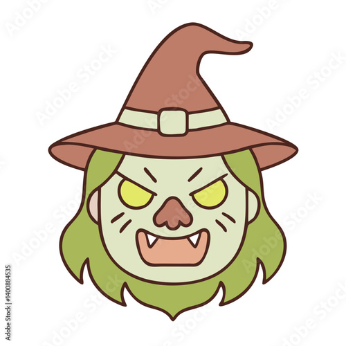 A vector illustration of a witch