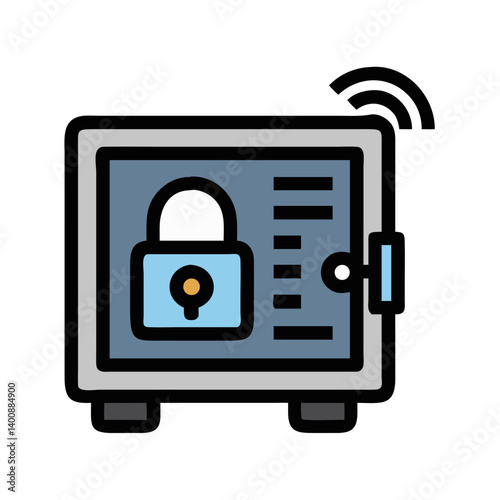 Smart Safe with Digital Lock Icon Design