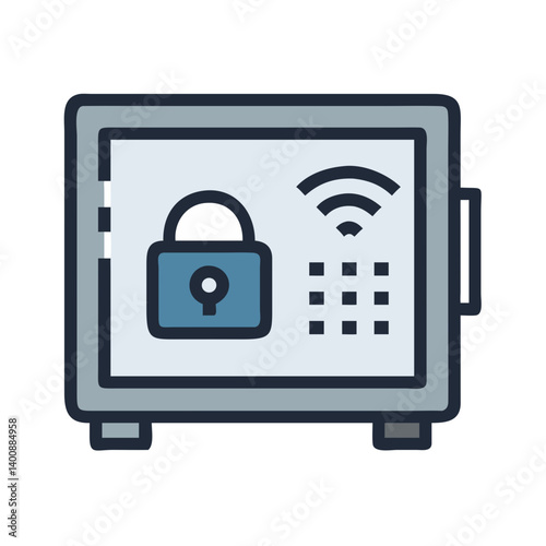 Smart Safe with Digital Lock Icon Design