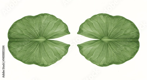 Symmetrical green leaves natural organic element for design and decor