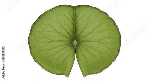 Vibrant green lily pad with unique pattern and texture for nature and botanical themes