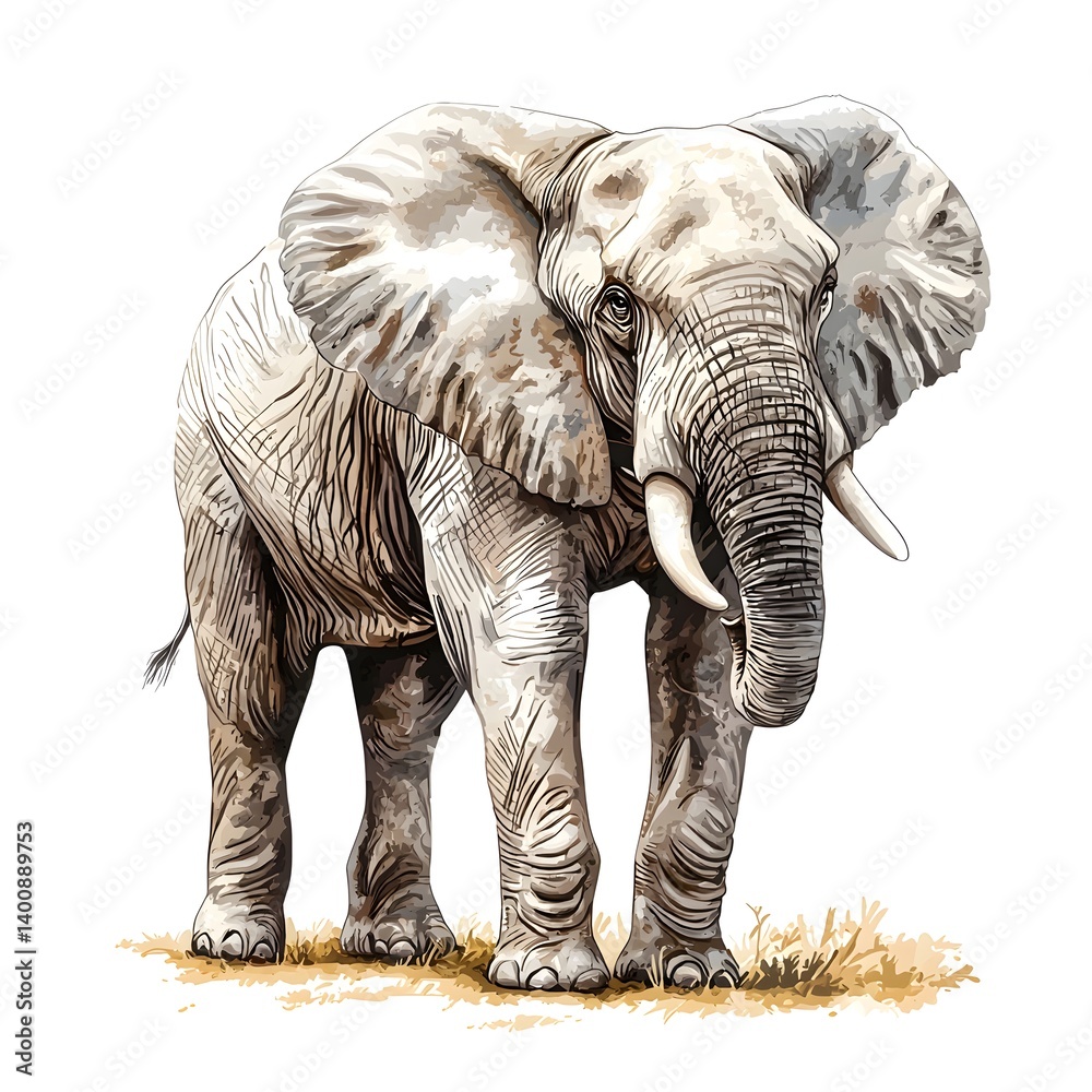 Fototapeta premium Majestic African elephant in its natural savanna habitat