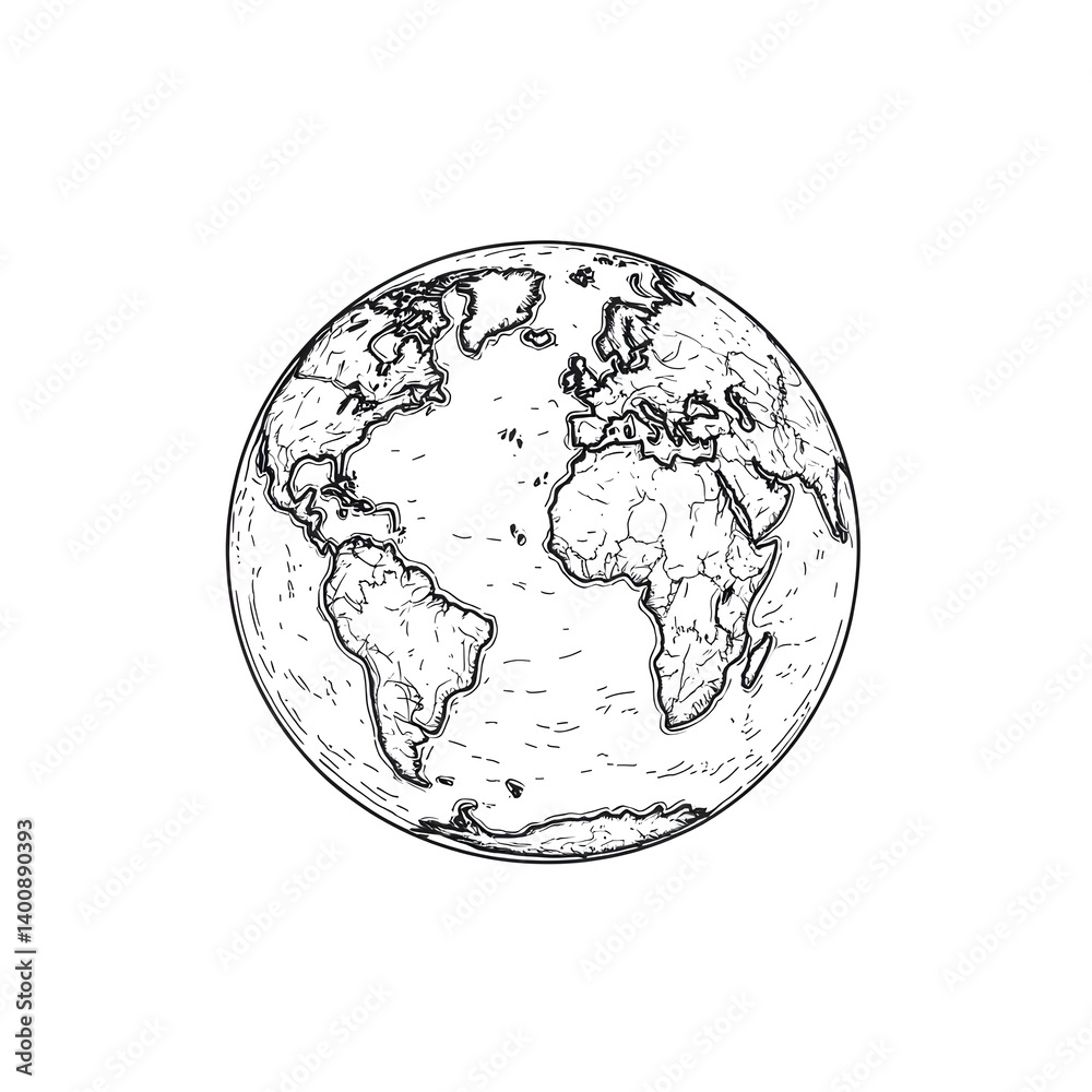 Minimalist line drawing of the world map Minimalist line drawing of the world map
